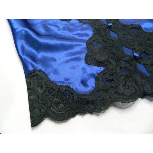 Victoria Secret Gold Label Sz L lace tank top lingerie blue/black - Picture 4 of 7